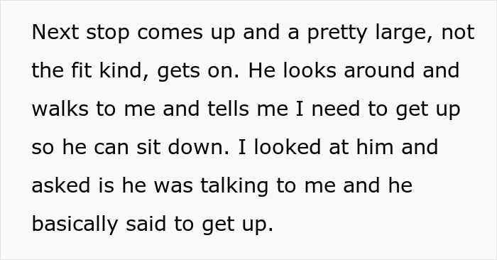 Man stands up to train bully who demands seat, showing confidence as bully ends up frustrated and huffing on the crowded train.