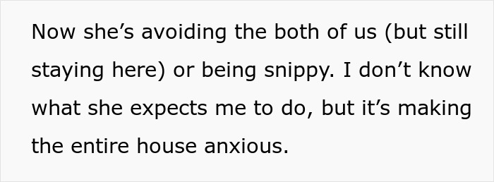Text excerpt showing family tension after pregnant daughter moves back home, with anxiety affecting the household dynamic.