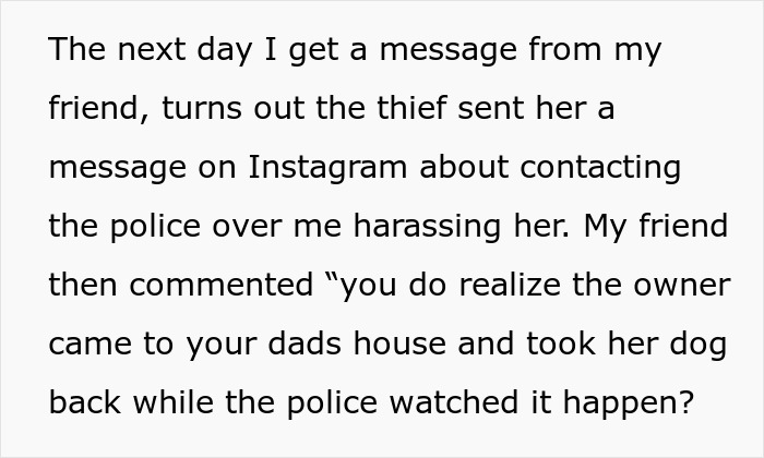 Message describing the owner's loud and clear revenge after lady shamelessly steals husky from the wrong dog. - 34