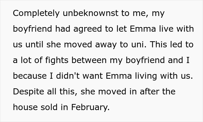 Text excerpt highlighting a woman’s conflict over a temporary houseguest and unpaid £4.2K in payments. Text excerpt highlighting a woman’s conflict over a temporary houseguest and unpaid £4.2K in payments.
