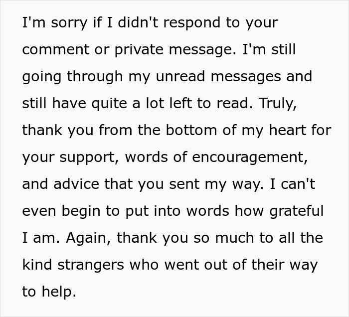 Text message expressing gratitude for support, encouragement, and advice after a wrongful jail experience lasting 54 days.
