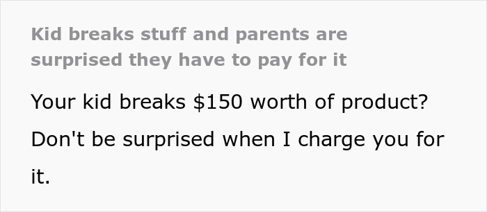 Child causing damage in pet store while parents leave kid unattended, leading to charges for broken items.