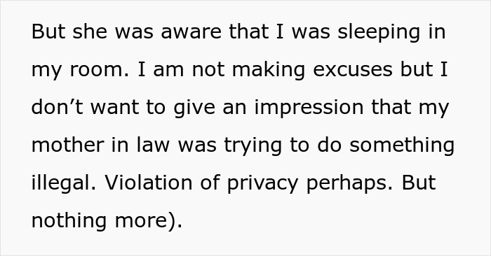 Text about sleeping in the room and mother in law violating privacy, related to moving on after MIL live streaming incident. Text about sleeping in the room and mother in law violating privacy, related to moving on after MIL live streaming incident.