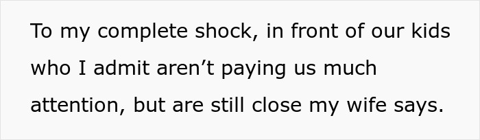Text on screen showing a man telling his wife she couldn&rsquo;t do it without him, as she proves him wrong.