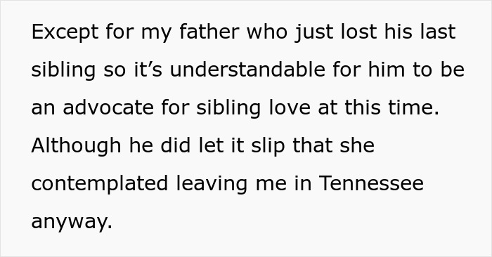 Text excerpt discussing sibling love and family dynamics during a road trip and babysitting situation. Text excerpt discussing sibling love and family dynamics during a road trip and babysitting situation.