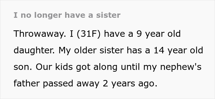 Text excerpt about a widow making excuses for her grieving son as family conflict arises over burning a kid's bag.