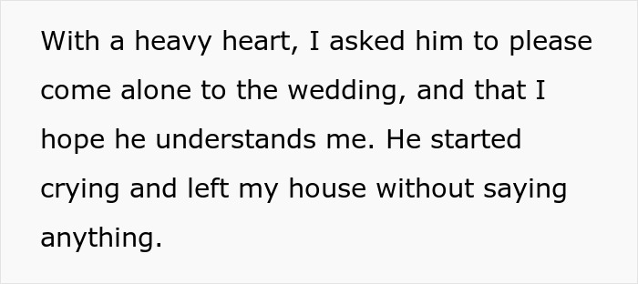Text on a white background describing a man urging his gay brother not to come out at his wedding. Text on a white background describing a man urging his gay brother not to come out at his wedding.