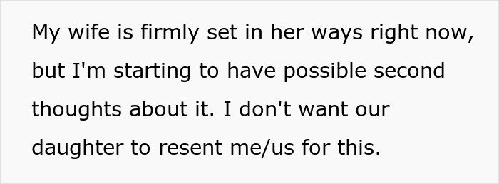 Text showing a man expressing concern about parents ruining a relationship with their daughter after forbidding her to have a baby under their roof.