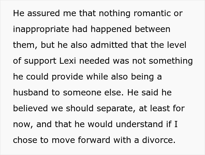 Text excerpt about a woman questioning her marriage after husband leaves to care for his terminally ill ex-wife.