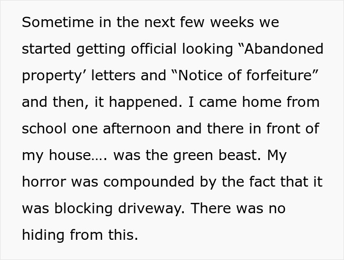 Teens discover an unexpected army trailer instead of a portable darkroom won at a surplus auction parked in a driveway.