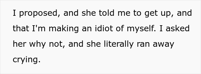 Text on white background describing a man’s heartbreak after his girlfriend rejects his proposal wanting a rich husband. Text on white background describing a man’s heartbreak after his girlfriend rejects his proposal wanting a rich husband.