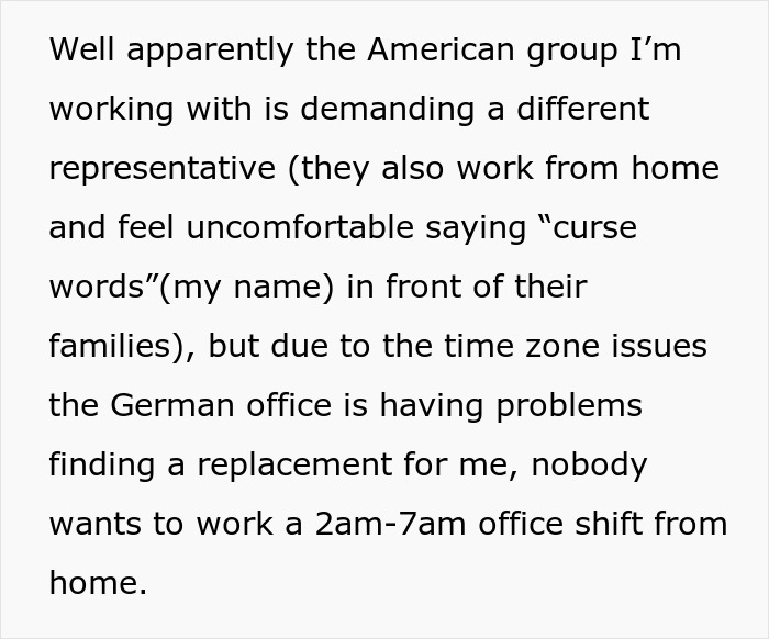 Text excerpt explaining a man refusing to change his surname for American coworkers due to cultural and timezone challenges. - 5