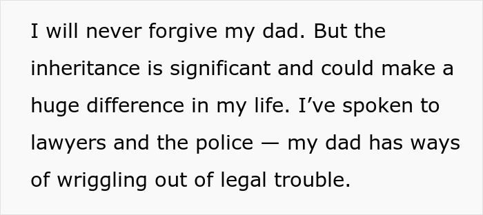 Text excerpt about a man who suspects his dad is causing him to get sick every time he eats food his dad has touched.