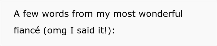 Text on a white background stating a few words from a woman&rsquo;s fianc&eacute; reacting to an AI boyfriend&rsquo;s proposal.