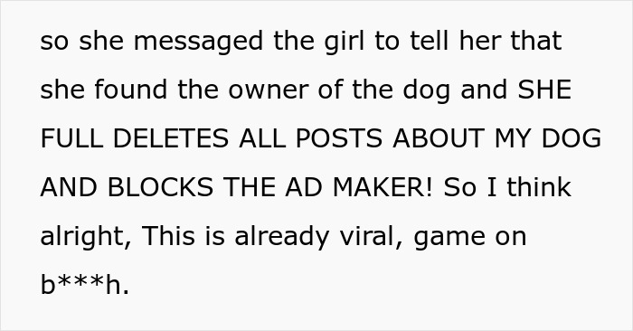 Text showing a message about the owner’s revenge after a lady shamelessly steals a husky, blocking posts and ads. - 11