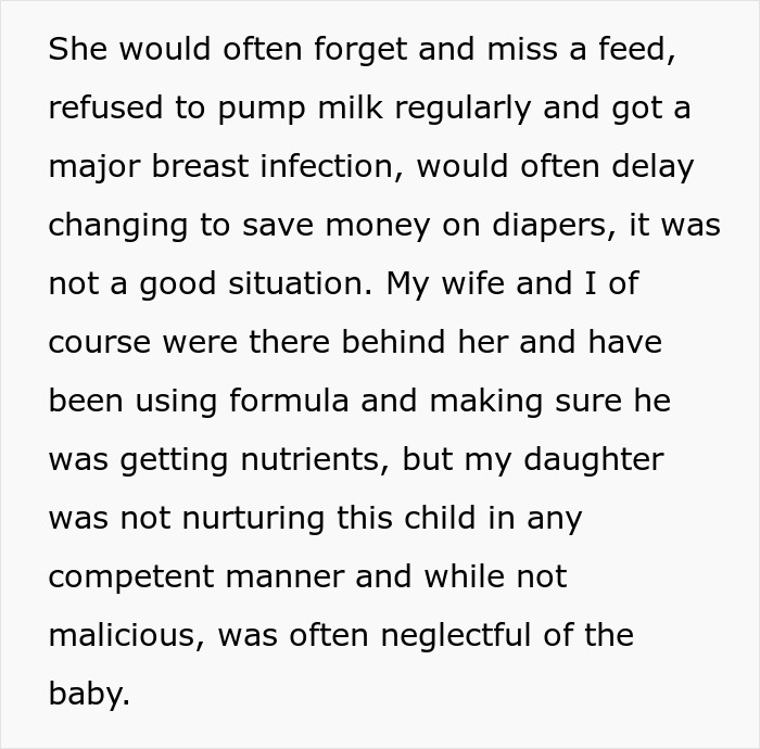 Text describing a dad&rsquo;s difficult decision to call CPS due to his teen daughter&rsquo;s neglect and inability to nurture her child.