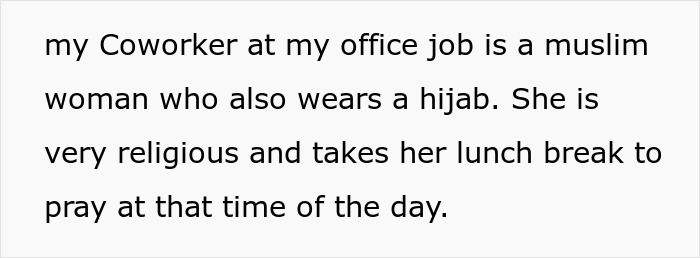 Alt text: Muslim woman coworker wearing a hijab at the office during lunch break, practicing her religion and prayer time.