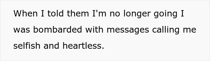 Text on screen describing a childfree woman facing pressure from relatives to take on daycare duty during vacation.