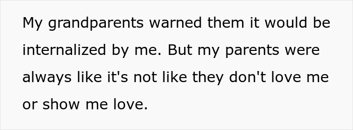 Text excerpt about grandparents warning and parents showing love, related to parents obsessed with having kids forcing older son to babysit siblings.