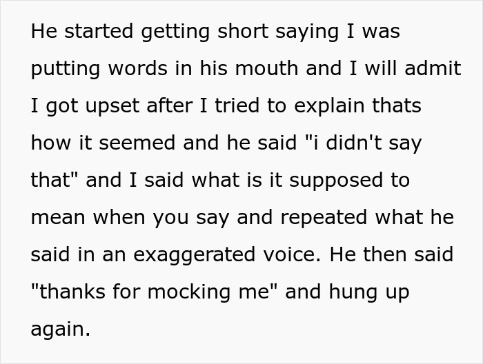 Text excerpt showing a conversation where hubby mocks wife over mispronunciation, leaving her upset and in tears.