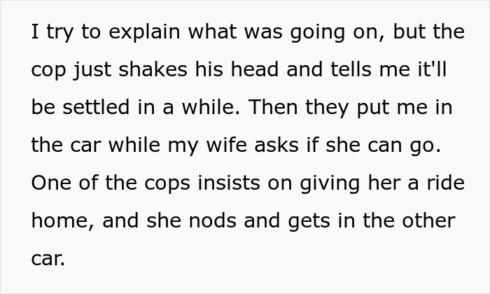 Text excerpt highlighting a husband&rsquo;s experience with police after wife accuses him of domestic violence, showing drained empathy.