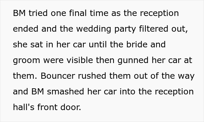Bride&rsquo;s mother goes to jail after chaotic wedding turns into a crime scene with car damage and a bouncer intervention