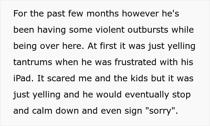Woman refuses to babysit her autistic nephew after he injures her daughter and displays violent outbursts.
