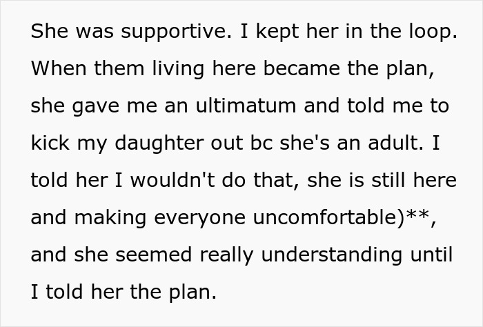 Text excerpt about a caring dad facing a girlfriend's ultimatum after letting pregnant daughter move back home.