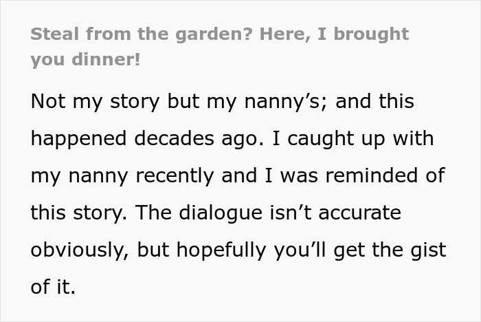 Nanny catches neighbor stealing fruit from her garden and serves a steaming plate of clever revenge.