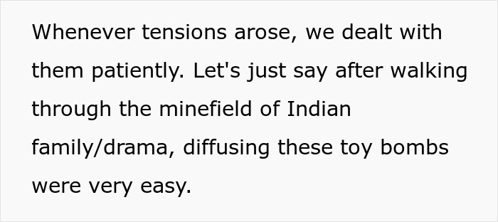 Text about dealing patiently with tensions in an Indian family drama, related to stepdad suggesting punishment for son's language use.