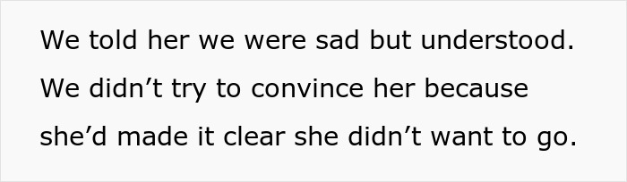 Text on a white background reads a message about understanding and respecting a woman&rsquo;s travel needs when friends refuse to bend.