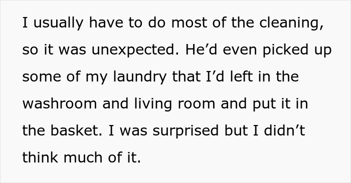 Woman finds mysterious sock at home while boyfriend unexpectedly helps with cleaning and laundry chores.