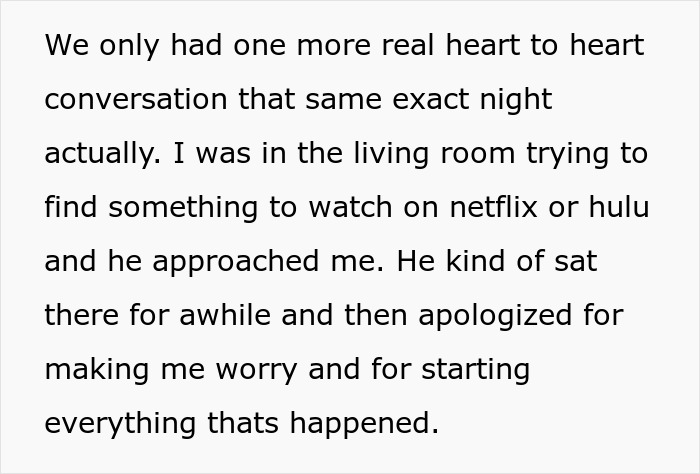 Text excerpt showing a heartfelt conversation between a dad and his gay son after family conflict.