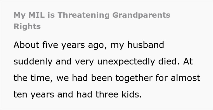 Widow wanting to move back to her home country with kids faces legal threats from mother-in-law over grandparents rights.