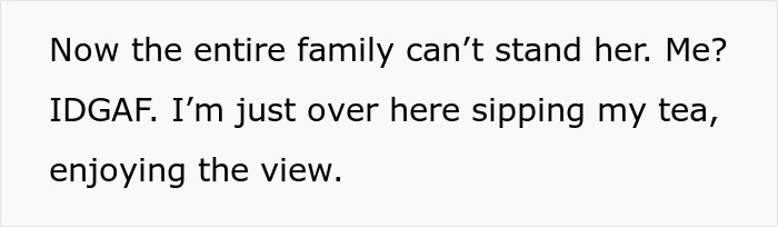 Text image with a sarcastic message about family conflict and ignoring drama while sipping tea and enjoying the view. Text image with a sarcastic message about family conflict and ignoring drama while sipping tea and enjoying the view.