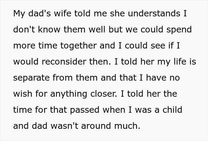 Text excerpt about a lady refusing to become future caregiver for her autistic stepbrother she barely knows.