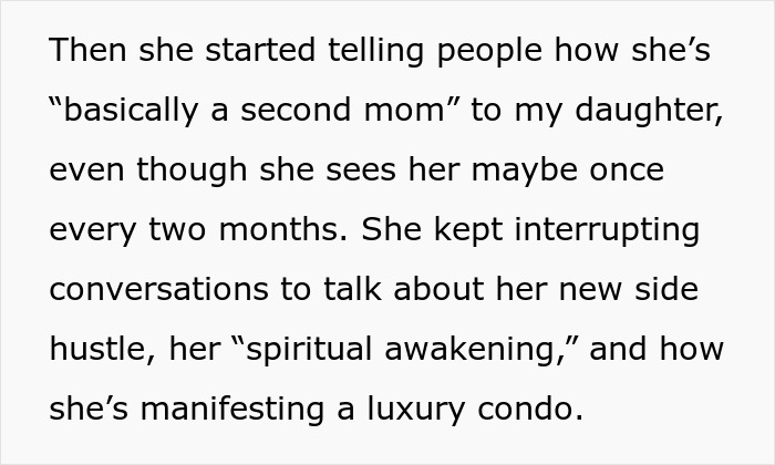 Text excerpt about a lady&rsquo;s spiritual awakening causing tension with sister-in-law during niece&rsquo;s birthday celebration.