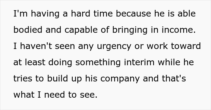 Text excerpt about woman feeling financially trapped as jobless fianc&eacute; depends on her income while trying to build a business.