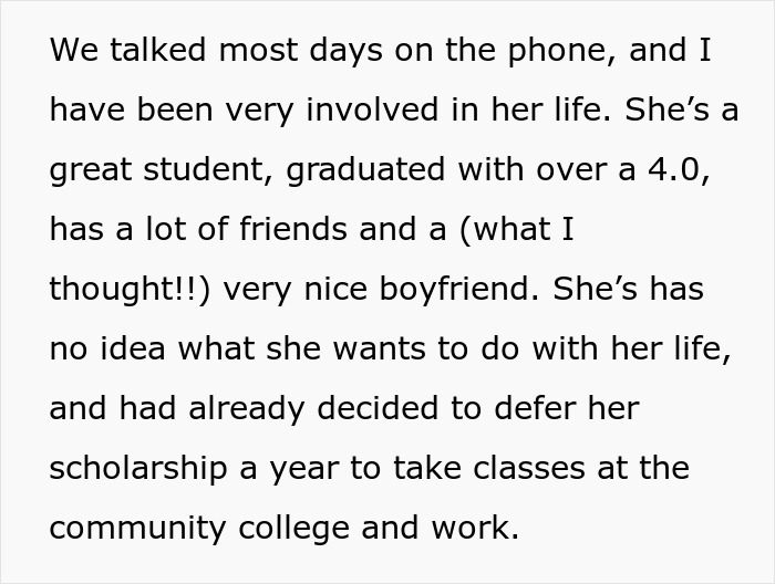 Text excerpt from a caring dad about his pregnant daughter moving back home and girlfriend laying down an ultimatum.