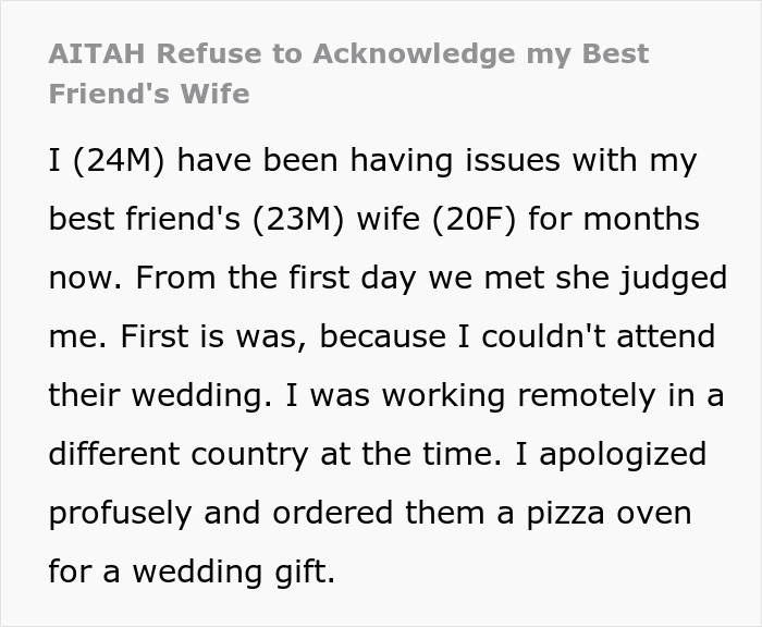 Text post about relationship issues involving best friend's wife, focusing on being quiet and overlooked by a deaf man.