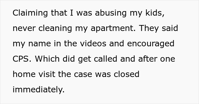Text excerpt about accusations and CPS case closure regarding influencer neighbors putting woman in hospital. Text excerpt about accusations and CPS case closure regarding influencer neighbors putting woman in hospital.