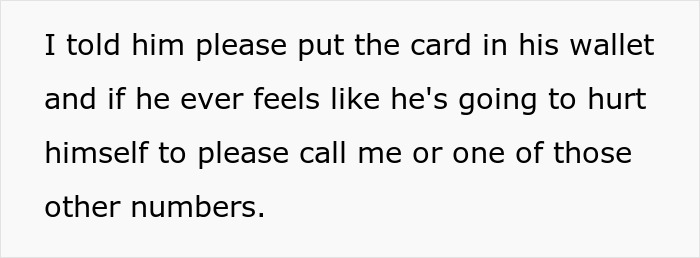 Text showing a father&rsquo;s supportive message asking his gay son to call if he feels like hurting himself.
