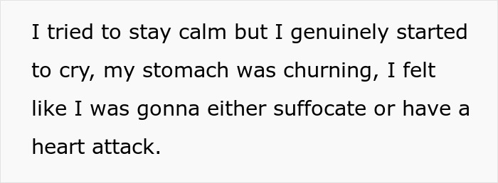 Text excerpt describing a claustrophobic woman left in tears and puking after her husband&rsquo;s prank causes severe distress.