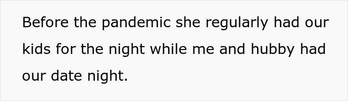 Text excerpt discussing family dynamics before the pandemic involving kids and date nights with husband and wife.