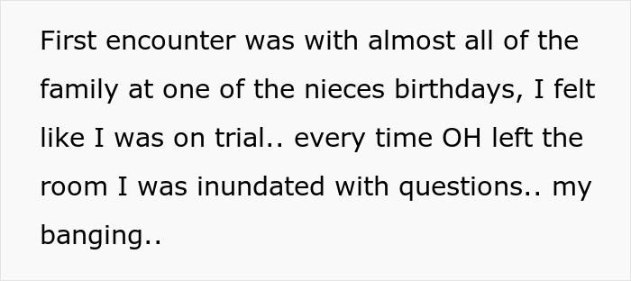 Text excerpt describing a tense family gathering with feelings of being on trial and intense questioning relating to mil-try-poison-woman.