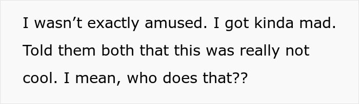 Text excerpt showing someone expressing confusion and anger after a supposed test involving the boyfriend&rsquo;s sister hitting on the girlfriend.