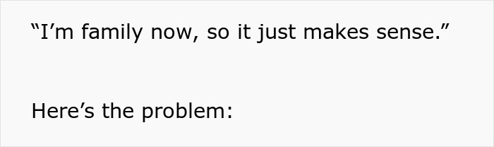 Text image showing a quote about family and a statement introducing a problem related to future MIL&rsquo;s temporary stay.