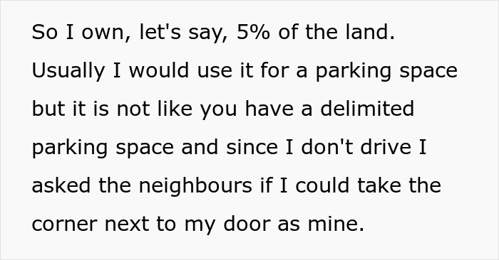 Text excerpt discussing a neighbor refusing to share patio space with tourists and Airbnb host claims of discrimination.