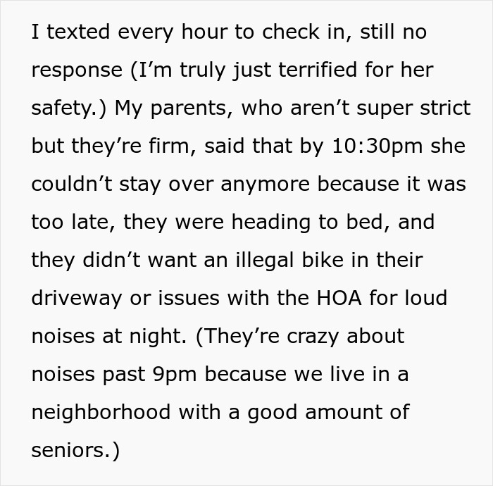 Text message conversation about teen showing up at best friend&rsquo;s door late at night and not being welcome.