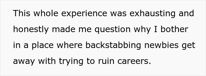 Alt text: Frustrated employee reflects on toxic newbie spreading lies and causing workplace drama.